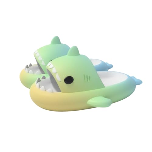 Sixfox Kinder Hai Hausschuhe Jungen und Mädchen Universal Sandalen rutschfeste Badepantoffeln Home Slippers Strandpantoffeln BadelatschenGelb, Grün, Blau2 von Sixfox