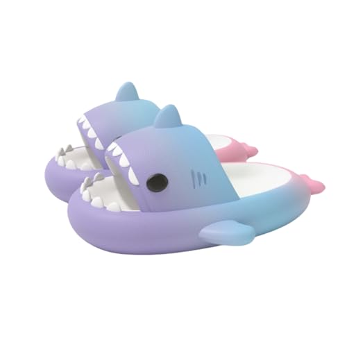 Sixfox Kinder Hai Hausschuhe Jungen und Mädchen Universal Sandalen rutschfeste Badepantoffeln Home Slippers Strandpantoffeln BadelatschenLila-Blau-Rosa2 von Sixfox