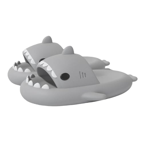 Sixfox Kinder Hai Hausschuhe Jungen und Mädchen Universal Sandalen rutschfeste Badepantoffeln Home Slippers Strandpantoffeln BadelatschenSY2025Hellgrau9 von Sixfox