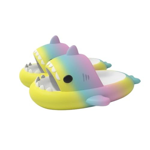Sixfox Kinder Hai Hausschuhe Jungen und Mädchen Universal Sandalen rutschfeste Badepantoffeln Home Slippers Strandpantoffeln Badelatschengelb-grün-rosa4 von Sixfox