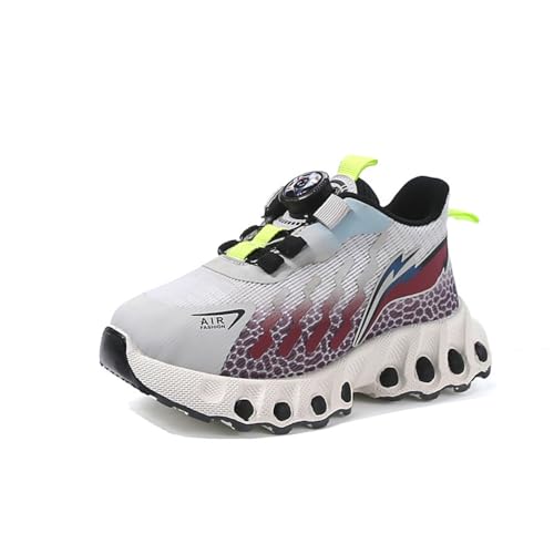 Sixfox Kinder Laufschuhe mit Erhöhung für Jungen und Mädchen, leichte und stylische, atmungsaktive Mesh-Sportschuhe mit Schnallen Grau31 von Sixfox