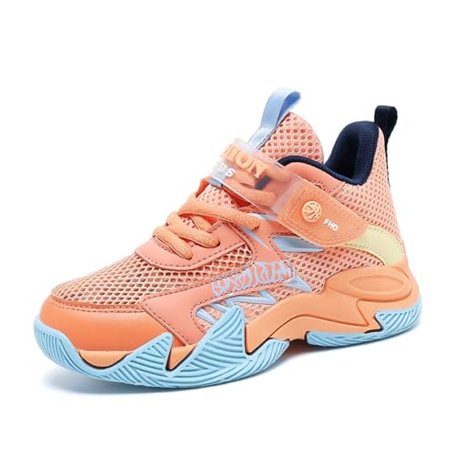 Sixfox Kinder Sportschuhe Fitnessschuhe Jungen Laufschuhe Mädchen Straßenlaufschuhe Modisch Leicht Atmungsaktiv rutschfest Orange39 von Sixfox