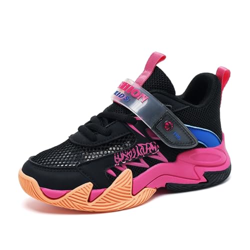 Sixfox Kinder Sportschuhe Fitnessschuhe Jungen Laufschuhe Mädchen Straßenlaufschuhe Modisch Leicht Atmungsaktiv rutschfest Rosa/Lila31 von Sixfox