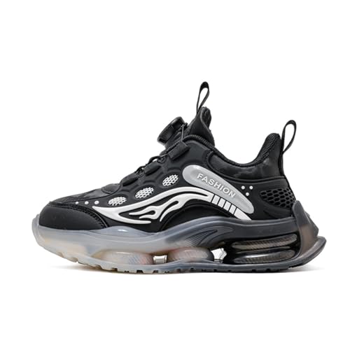 Sixfox Kinderschuhe Atmungsaktiv Jungen Sportschuhe Mädchen Laufschuhe Turnschuhe mit Drehknopf Atmungsaktiv Mode Leicht Turnschuhe D-601-Schwarz-Weiß29 von Sixfox