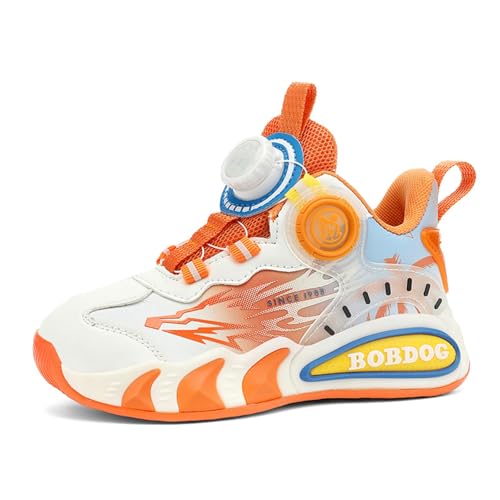 Sixfox Kinderschuhe Atmungsaktiv Jungen Sportschuhe Mädchen Laufschuhe Turnschuhe mit Drehknopf Atmungsaktiv Mode Leicht Turnschuhe T592AOrange39 von Sixfox