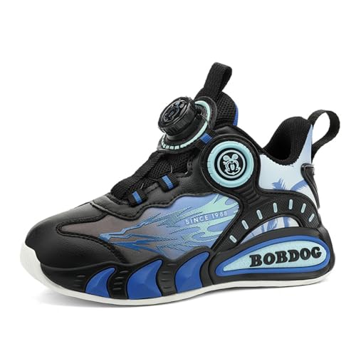 Sixfox Kinderschuhe Atmungsaktiv Jungen Sportschuhe Mädchen Laufschuhe Turnschuhe mit Drehknopf Atmungsaktiv Mode Leicht Turnschuhe T592AWeiß-Blau35 von Sixfox