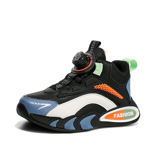 Sixfox Kinderschuhe Jungen und Mädchen Sportschuhe Casual Outdoor Laufschuhe mit Noppen Atmungsaktiv, Modisch und Leicht 211-1Schwarz-Blau37 von Sixfox