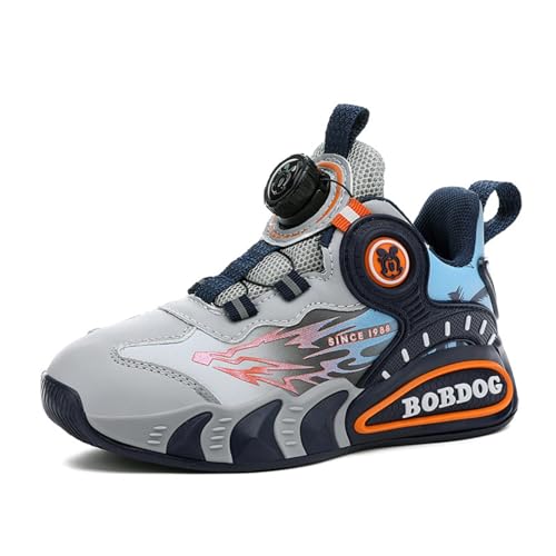 Sixfox Kinderschuhe Atmungsaktiv Jungen Sportschuhe Mädchen Laufschuhe Turnschuhe mit Drehknopf Atmungsaktiv Mode Leicht TurnschuheT592ADunkelblau-Orange37 von Sixfox