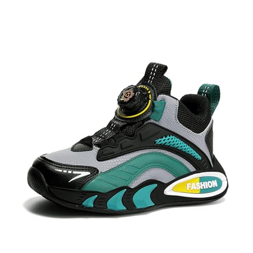 Sixfox Kinderschuhe Jungen und Mädchen Sportschuhe Casual Outdoor Laufschuhe mit Noppen Atmungsaktiv, Modisch und Leicht 211-2Schwarz-Grün33 von Sixfox