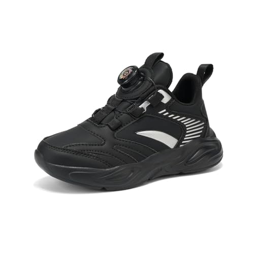 Sixfox Kinderschuhe Jungen und Mädchen Sportschuhe Casual Outdoor Laufschuhe mit Noppen Atmungsaktiv, Modisch und Leicht HS811Schwarz-Silber36EU von Sixfox
