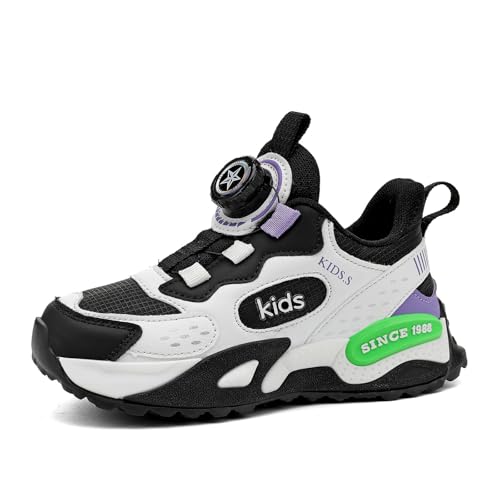 Sixfox Kinderschuhe Jungen und Mädchen Sportschuhe Casual Outdoor Laufschuhe mit Noppen Atmungsaktiv, Modisch und Leicht K007Schwarz-Weiß30EU von Sixfox