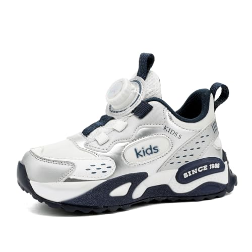 Sixfox Kinderschuhe Jungen und Mädchen Sportschuhe Casual Outdoor Laufschuhe mit Noppen Atmungsaktiv, Modisch und Leicht K007Silbergrau28EU von Sixfox
