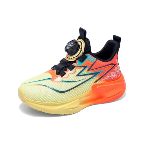 Sixfox Kinderschuhe Jungen und Mädchen Sportschuhe Casual Outdoor Laufschuhe mit Noppen Atmungsaktiv, Modisch und Leicht SK621Orange-Gelb30EU von Sixfox