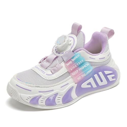 Sixfox Kinderschuhe Jungen und Mädchen Sportschuhe Casual Outdoor Laufschuhe mit Noppen Atmungsaktiv, Modisch und Leicht s2025-1Lila33EU von Sixfox