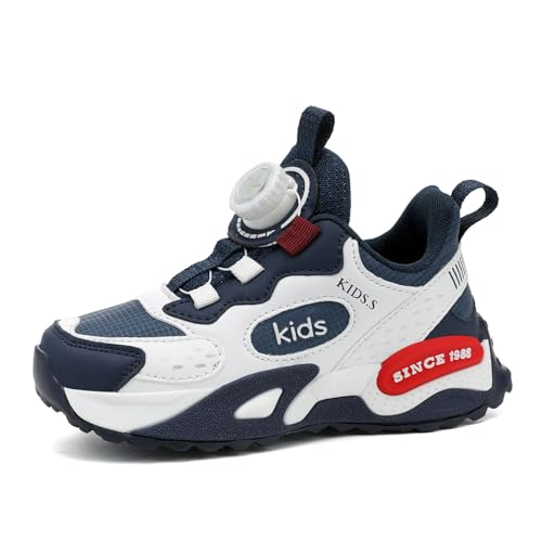 Sixfox Kinderschuhe Jungen und Mädchen Sportschuhe Casual Outdoor Laufschuhe mit Noppen Atmungsaktiv, Modisch und LeichtK007Dunkelblau30EU von Sixfox