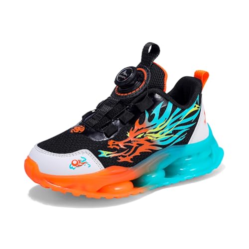 Sixfox Kinderschuhe Laufschuhe Junge Mädchen Kinder Turnschuhe Leicht Mode Atmungsaktiv Mesh Sneakers Sportschuh mit Drehknopfe 13010Gelb39 von Sixfox