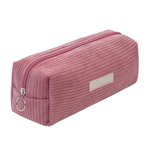 Sixfox Rosa Federmäppchen aus Cordsamt, großes Federmäppchen für Schreibwaren, großes Federmäppchen für Mädchen und Jugendliche von Sixfox