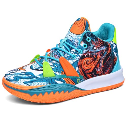 Sixfox Sportschuhe Basketballschuhe rutschfeste atmungsaktive Basketballschuhe für Erwachsene830Blau-OrangeEU43 von Sixfox