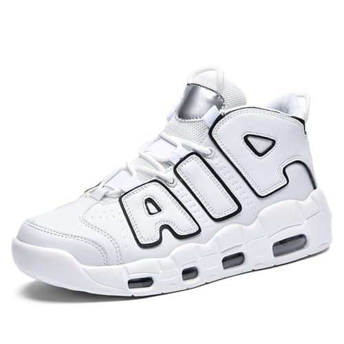 Sixfox Sportschuhe Basketballschuhe rutschfeste atmungsaktive Laufschuhe für Erwachsene echte Kampftrainingsschuhe große Größe TG618Weiß-SchwarzEU39 von Sixfox