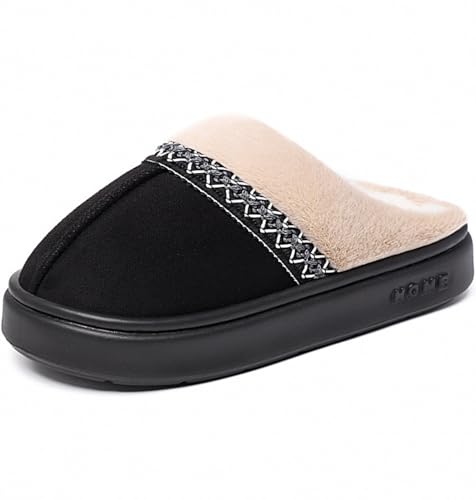 Sixfox Winter Damen Hausschuhe Warmes Futter Dickbesohlte Bedruckte Kontursohle Damen Baumwollschuhe Warm Und Rutschfest DZ-S616schwarz43 von Sixfox