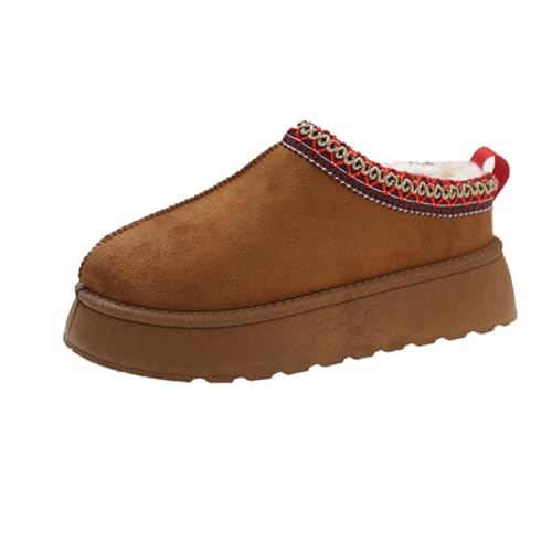 Sixfox Winter Damen Hausschuhe Warmes Futter Dickbesohlte Bedruckte Kontursohle Damen Baumwollschuhe Warm Und Rutschfest braun37 von Sixfox