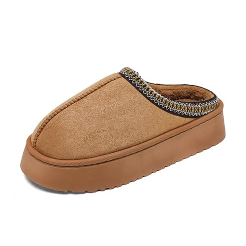 Sixfox Winter Damen Hausschuhe Warmes Futter Dickbesohlte Bedruckte Kontursohle Damen Baumwollschuhe Warm Und Rutschfest2553braun41 von Sixfox