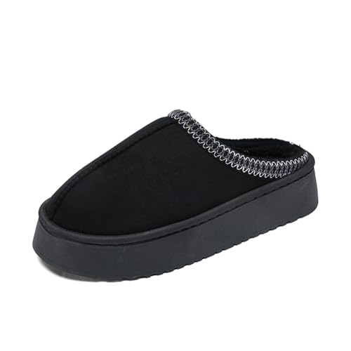 Sixfox Winter Damen Hausschuhe Warmes Futter Dickbesohlte Bedruckte Kontursohle Damen Baumwollschuhe Warm Und Rutschfest2553schwarz38 von Sixfox