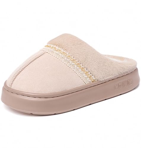 Sixfox Winter Damen Hausschuhe Warmes Futter Dickbesohlte Bedruckte Kontursohle Damen Baumwollschuhe Warm Und RutschfestDZ-S616Khaki39 von Sixfox