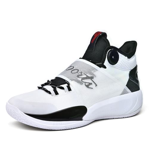 Sixfox große größe Basketball Schuhe Sport Schuhe Nicht-Slip atmungsaktive Wettbewerb Outdoor Sport Schuhe 129-Weiß SchwarzEU43 von Sixfox