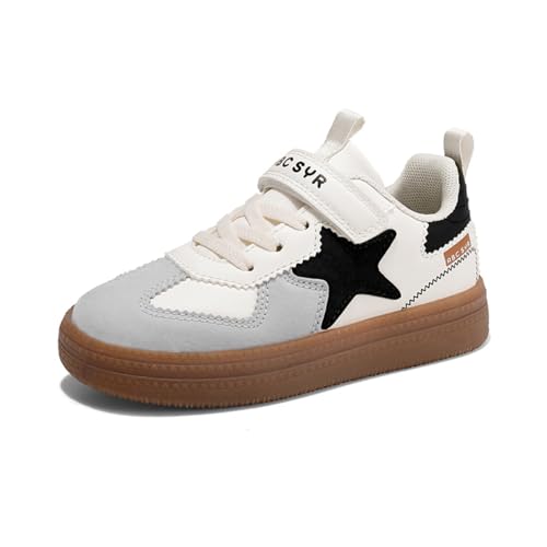SixfoxCartoon Jungen Schuhe Jungen Mädchen Sportschuhe Turnschuhe Kinder Laufschuhe mit rutschfest Leicht Halle Sohle Sneakers Beigeschwarz29 von Sixfox