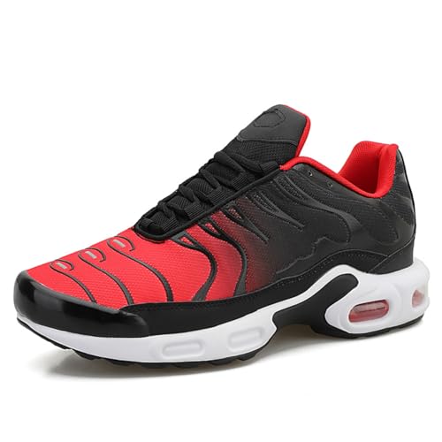 SixfoxHerren Wanderschuhe Turnschuhe Gym Sportschuhe Turnschuhe Laufschuhe Tennisschuhe Freizeit Straßenlaufschuhe Mode Leichte Atmungsaktive Schlupfschuhe Schwarz und Rot39 von Sixfox