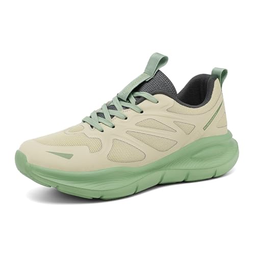 SixfoxHerren Wanderschuhe Turnschuhe Gym Sportschuhe Turnschuhe Laufschuhe Tennisschuhe Freizeit Straßenlaufschuhe Mode Leichte Atmungsaktive SchlupfschuheBeige-Grün EU41 von Sixfox