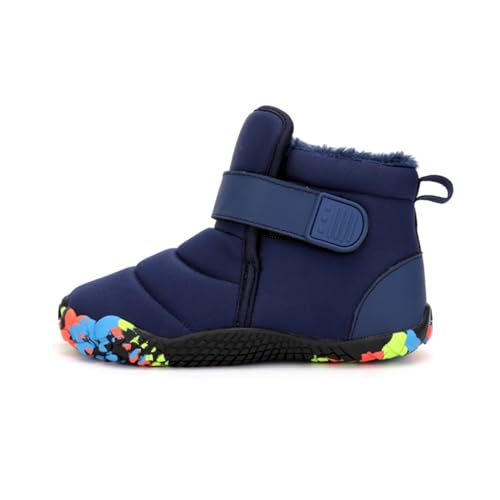 SixfoxKinder Baumwollschuhe Jungen Schneestiefel Mädchen Outdoor Style High-Top Baumwollschuhe Winter Wanderschuhe rutschfest warmDunkelblau32EU von Sixfox