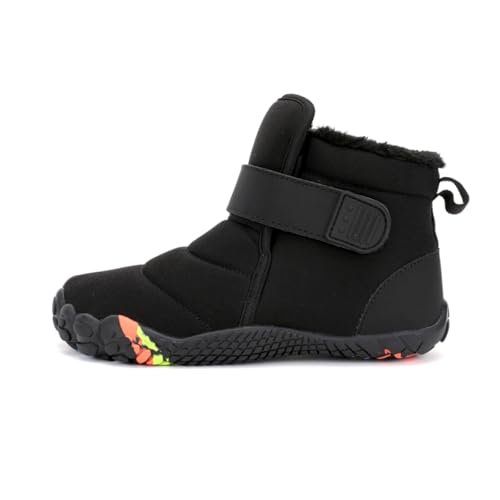 SixfoxKinder Baumwollschuhe Jungen Schneestiefel Mädchen Outdoor Style High-Top Baumwollschuhe Winter Wanderschuhe rutschfest warmSchwarz33EU von Sixfox