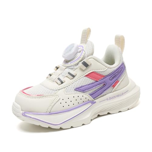 SixfoxTurnschuhe Kinder Sportschuhe Jungen Laufschuhe Mädchen Leicht Kinderschuhe Trekking Schuhe Mesh SneakersSneakers mit Drehknöpfen rutschfest Beigeviolett36 von Sixfox