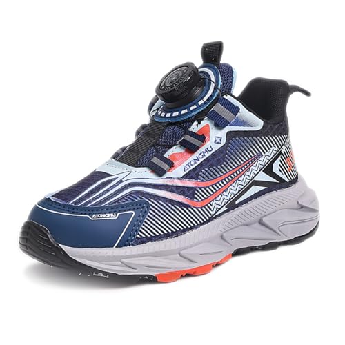 SixfoxTurnschuhe Kinder Sportschuhe Jungen Laufschuhe Mädchen Leicht Kinderschuhe Trekking Schuhe Mesh SneakersSneakers mit Drehknöpfen rutschfest Blau-27EU von Sixfox