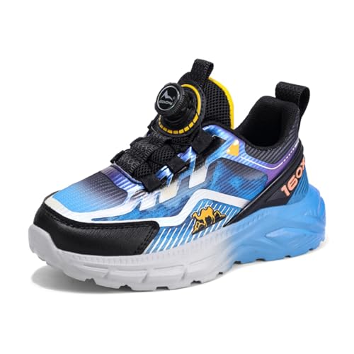 SixfoxTurnschuhe Kinder Sportschuhe Jungen Laufschuhe Mädchen Leicht Kinderschuhe Trekking Schuhe Mesh SneakersSneakers mit Drehknöpfen rutschfest Dunkelblau30 von Sixfox