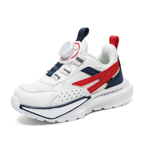 SixfoxTurnschuhe Kinder Sportschuhe Jungen Laufschuhe Mädchen Leicht Kinderschuhe Trekking Schuhe Mesh SneakersSneakers mit Drehknöpfen rutschfest Dunkelblaurot28 von Sixfox