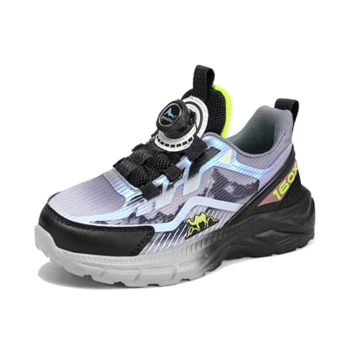 SixfoxTurnschuhe Kinder Sportschuhe Jungen Laufschuhe Mädchen Leicht Kinderschuhe Trekking Schuhe Mesh SneakersSneakers mit Drehknöpfen rutschfest Dunkelgrün29 von Sixfox