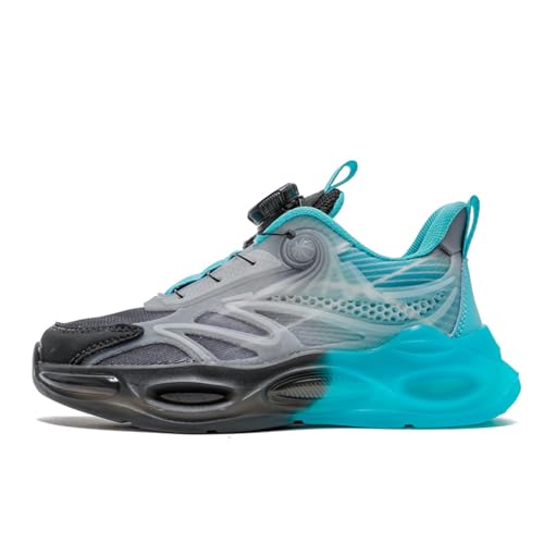 SixfoxTurnschuhe Kinder Sportschuhe Jungen Laufschuhe Mädchen Leicht Kinderschuhe Trekking Schuhe Mesh SneakersSneakers mit Drehknöpfen rutschfest GraugrünEU37 von Sixfox