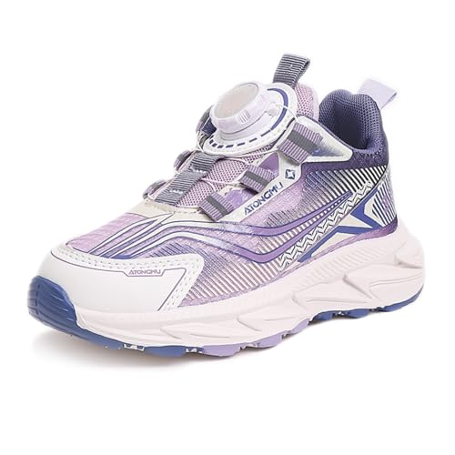 SixfoxTurnschuhe Kinder Sportschuhe Jungen Laufschuhe Mädchen Leicht Kinderschuhe Trekking Schuhe Mesh SneakersSneakers mit Drehknöpfen rutschfest Lila30EU von Sixfox