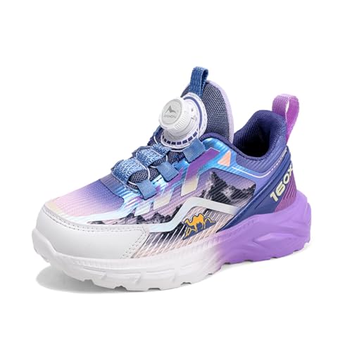 SixfoxTurnschuhe Kinder Sportschuhe Jungen Laufschuhe Mädchen Leicht Kinderschuhe Trekking Schuhe Mesh SneakersSneakers mit Drehknöpfen rutschfest Lila31 von Sixfox