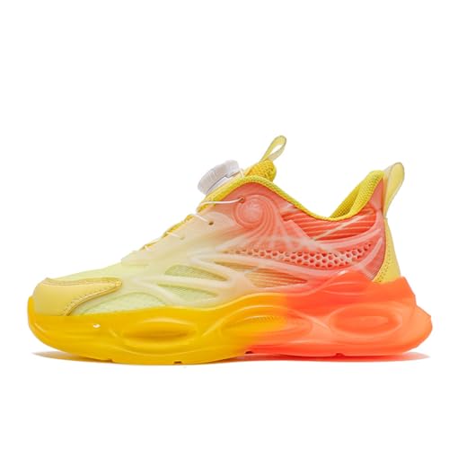 SixfoxTurnschuhe Kinder Sportschuhe Jungen Laufschuhe Mädchen Leicht Kinderschuhe Trekking Schuhe Mesh SneakersSneakers mit Drehknöpfen rutschfest OrangeEU29 von Sixfox