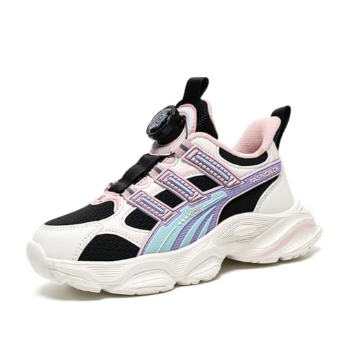 SixfoxTurnschuhe Kinder Sportschuhe Jungen Laufschuhe Mädchen Leicht Kinderschuhe Trekking Schuhe Mesh SneakersSneakers mit Drehknöpfen rutschfest Rosa36 von Sixfox