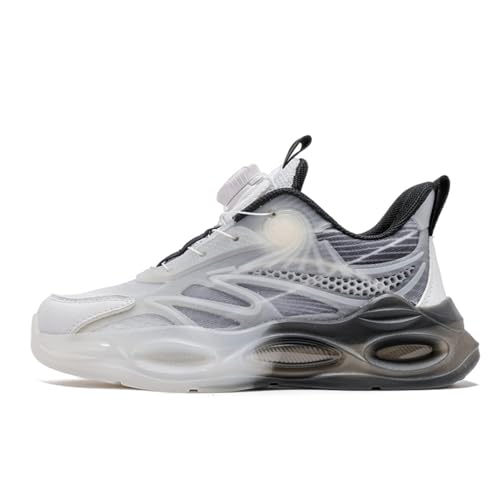 SixfoxTurnschuhe Kinder Sportschuhe Jungen Laufschuhe Mädchen Leicht Kinderschuhe Trekking Schuhe Mesh SneakersSneakers mit Drehknöpfen rutschfest Schwarz-WeißEU32 von Sixfox