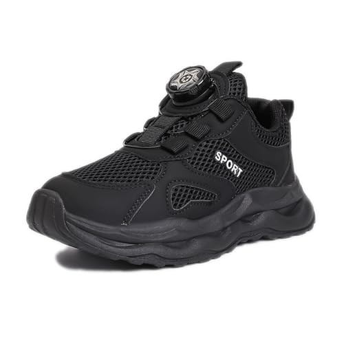 SixfoxTurnschuhe Kinder Sportschuhe Jungen Laufschuhe Mädchen Leicht Kinderschuhe Trekking Schuhe Mesh SneakersSneakers mit Drehknöpfen rutschfest Schwarz36EU von Sixfox