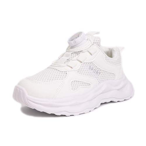 SixfoxTurnschuhe Kinder Sportschuhe Jungen Laufschuhe Mädchen Leicht Kinderschuhe Trekking Schuhe Mesh SneakersSneakers mit Drehknöpfen rutschfest Weiß35EU von Sixfox