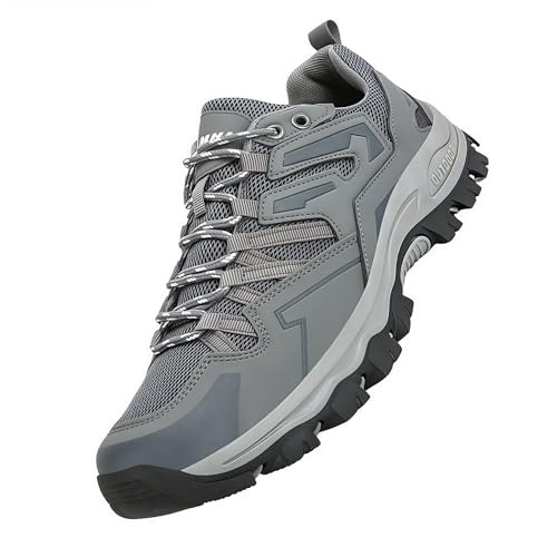 Sixox Wanderschuhe Knöchellange Bergschuhe Anti-Rutsch Schuhe Herren Sneaker Ultraleichte Sportschuhe für Camping Wandern Herren Wasserdicht Leicht Outdoor Trekkingschuhe2201GGrau44 von Sixfox