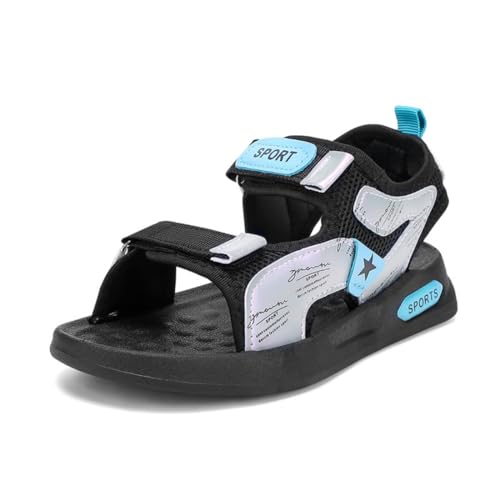 Sommerschuhe Sandals für Boys Sport Outdoor Trekking Kinder Sandalen Mädchen Sommer Sandalen Strandsandalen, Kinderschuhe mit Klettverschluss802Silber30EU von Sixfox