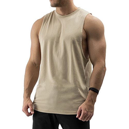 Sixlab Essentials Cut Off Tank Top Herren Muskelshirt Gym Fitness (XXL, Sand) von Sixlab